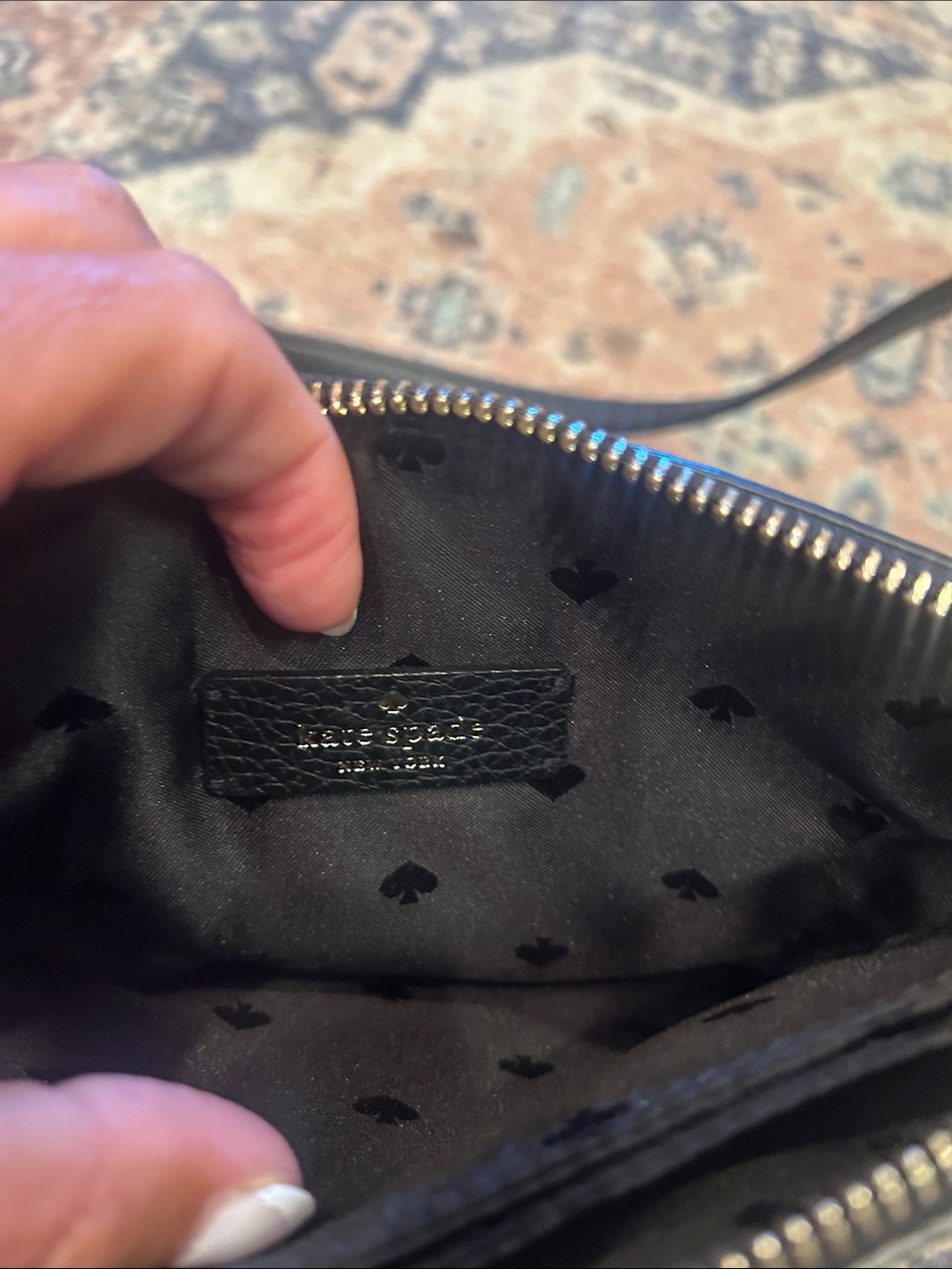 kate spade Black Pebbled Leather Crossbody with Gold Logo - Picture 6 of 10